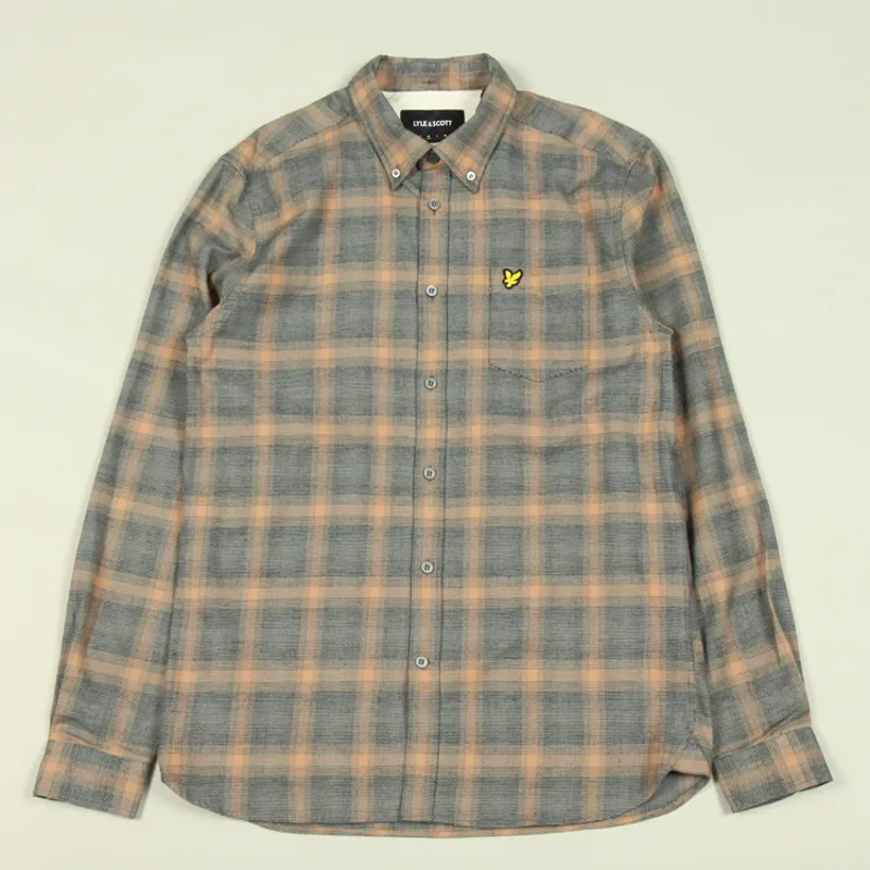 Lyle and Scott Button Down Check Shirt - Jet Black